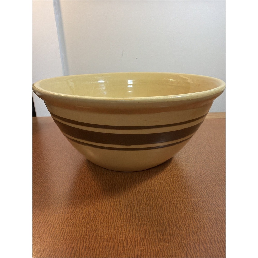 Vintage Yellowware Mixing Bowl, 9" Wide, Chip On Rim